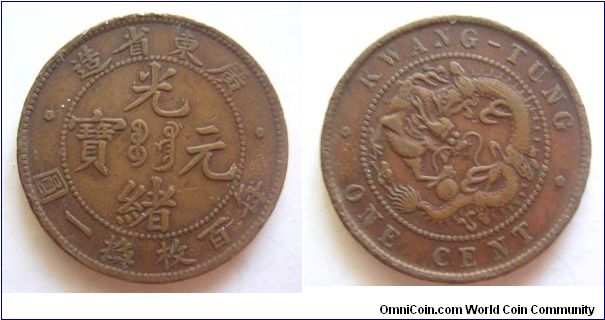High grade 1900 years 10 cash  copper coin variety B,Guang Dong province,Qing dynasty,it has 28mm diameter,weight is 7.3g.