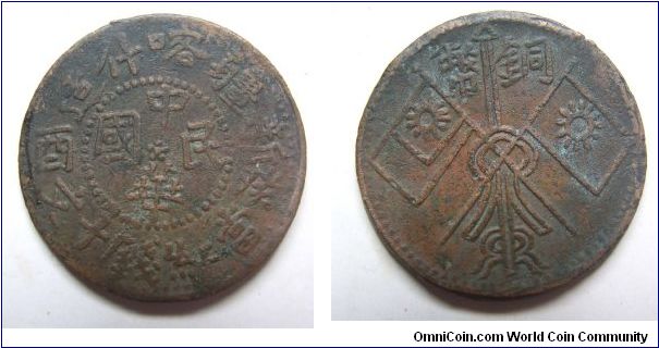 1933 years 10 cash copper coin variety A,Xin Jiang province,Rep of China,it has 28mm diameter,weight is 6.8g.