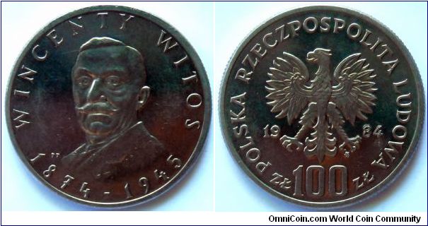 100 zlotych.
1984, Wincenty Witos
(1874-1945)