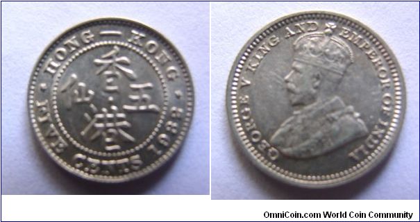 about UNC grade 1932 years 5 Cents,Hong Kong,it has 15mm diameter,weight 1.4g.