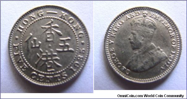 1935 years 5 Cents,Hong Kong,it has 15mm diameter,weight 1.4g.