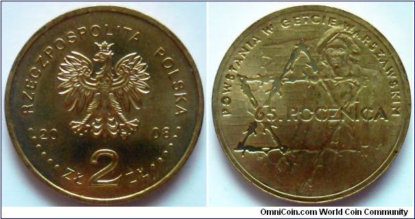 2 zlote.
2008, 65th Anniversary of Warsaw Ghetto Uprising