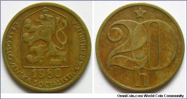 20 haleru.
1980, Czechoslovakia