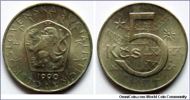5 korun.
1990, Czechoslovakia