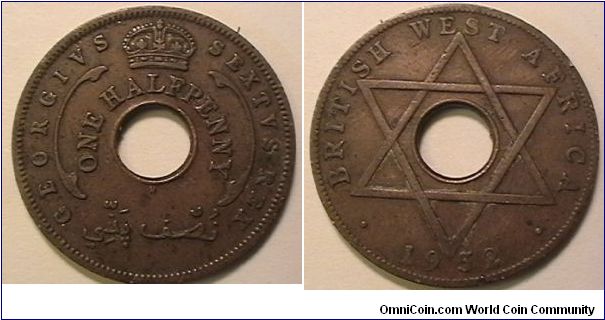 1952-H 1/2 Penny, Bronze