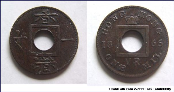 High grade 1865 years 1 Wen,Hong Kong,It has 15.5mm diameter,weight 1g.