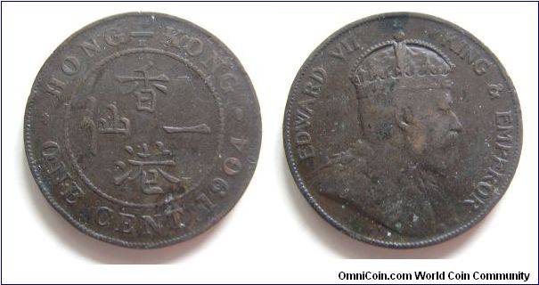 1904 years 1 cent,Hong Kong,It has 27mm diameter,weight 7.4g.
