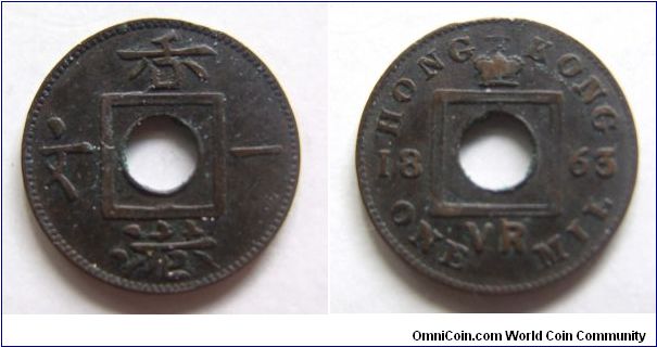 High grade 1863 years 1 Wen,Hong Kong,It has 15.5mm diameter,weight 1g.