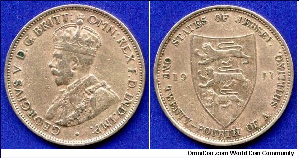 1/24 shilling.
George V (1910-1936).
Mintage 72,000 units.


Br.