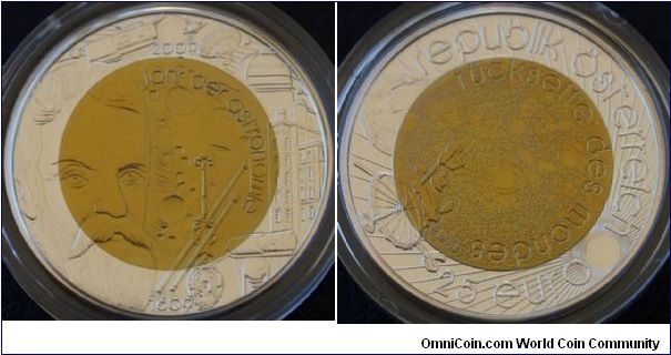 Year Of Astronomy Silver Niobium Galileo Coin
25 Euros

Ring: 9 g AG 900/1000
Pill: 6.5 g niobium 
34 mm