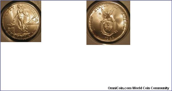 1944-S 50 centavos - Commonwealth of the Philippines. Minted in San Francisco, California