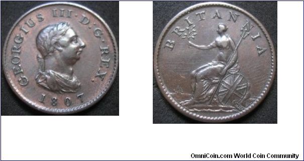 GEORGE III
FARTHING
(1/4 Penny)

Some Lusture.
S 3782