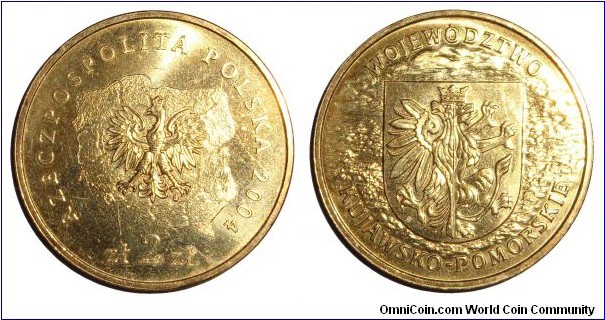 POLAND (2nd REPUBLIC)~2 Zlote 2004. Kujawsko-Pomorskie District.