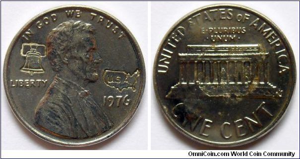 Unusual Lincoln cent with countermarks.
1976