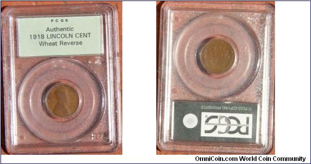 1918 cent in old PCGS Sample holder.