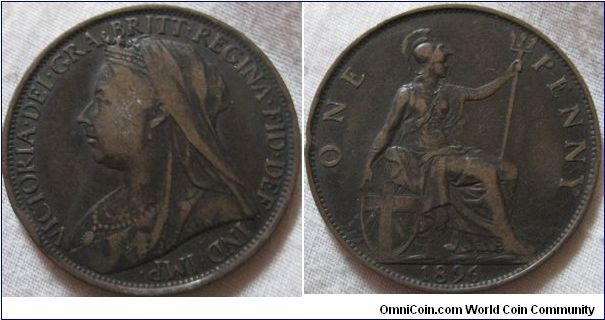 VF grade 1896 penny, good looking coin