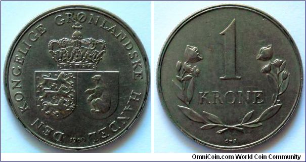 1 krone.
1960, Greenland
(Autonomous country within the Kingdom of Denmark)