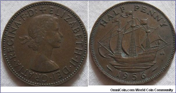 EF 1956 halfpenny, no lustre sadly