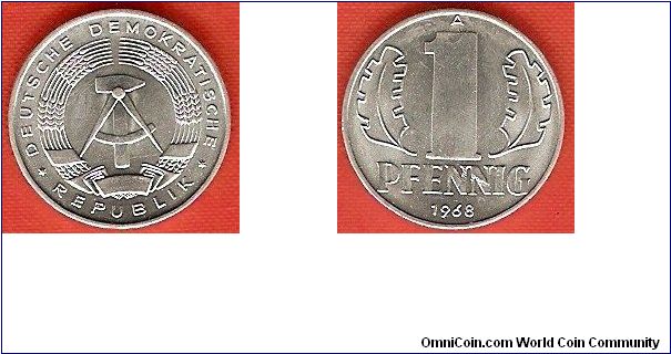 German Democratic Republic (East Germany)
1 pfennig
aluminum