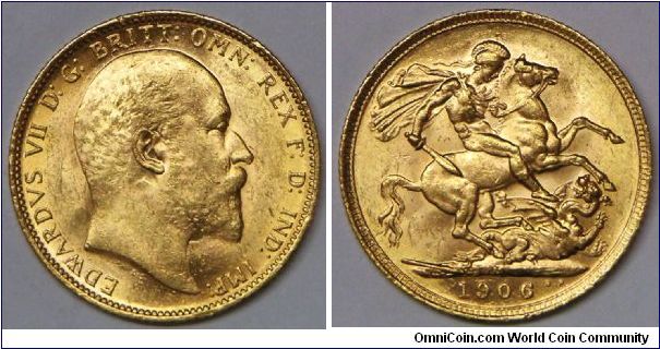 Edward VII Melbourne (M) mint sovereign.