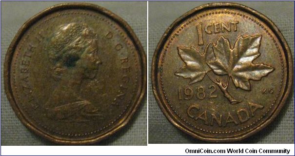 EF 1982 cent with lustre, some verdegris on obverse