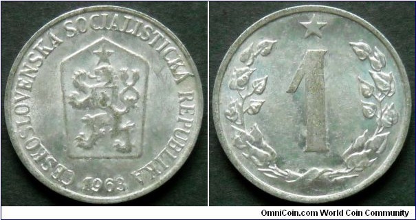 1 haler.
1963, Czechoslovakia