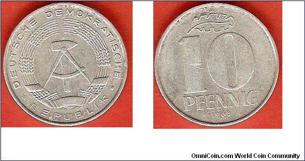 German Democratic Republic
10 pfennig
aluminum