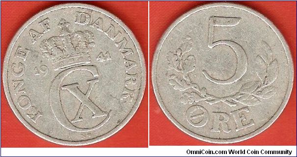 5 ore
crowned C X monogram of king Christian X
aluminum