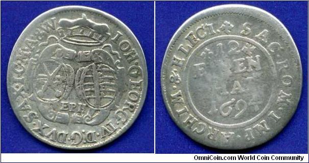 1/12 Thaler (Doppelgroschen).
Saxony.
Ioann George IV (1691-1694).
'EPH'- Legnitz mint, Ernst Peter Hecht, mintmaster 1693-1714.


Ag.