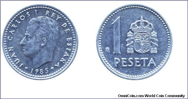 Spain, 1 peseta, 1985, Al, King Juan Carlos I.                                                                                                                                                                                                                                                                                                                                                                                                                                                                      