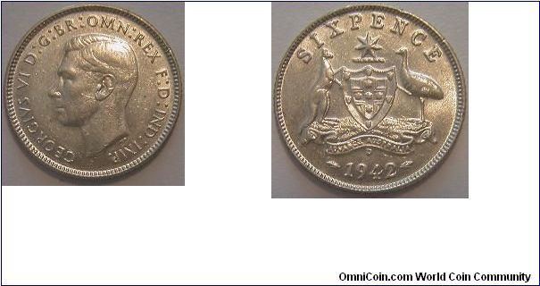 1942-D sixpence - Australia