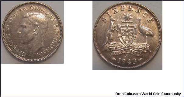 1943-D sixpence - Australia