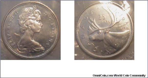 1965 prooflike 25 cents - Canada