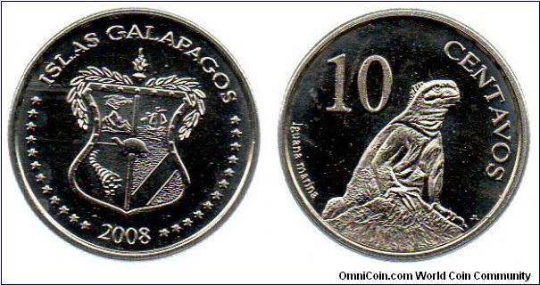 Galapagos Islands 2008 10 centavos
