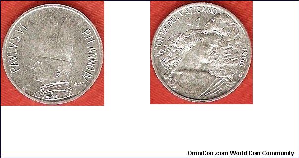 1 lira
Paulus VI Anno IV
Shepherd with Sheep
aluminum
mintage 90,000