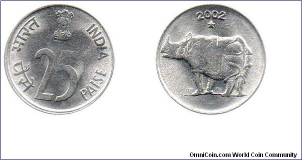 2002 25 paisa - Rinoceros