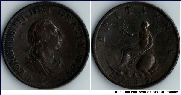 copper halfpenny - George III