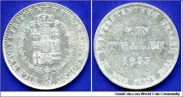 1 Thaler.
Hessen-Kassel.
Wilhelm II (1821-1847).
Mintage 17,000 units.


Ag750f. 22,27gr.