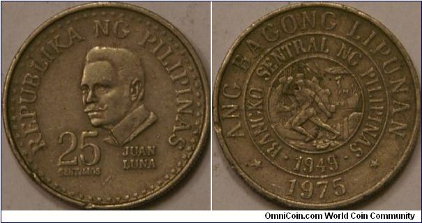 25 sentimos. Juan Luna, painter and a political activist of the Philippine Revolution. Cu-Ni, 21 mm