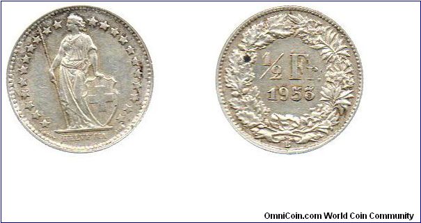 1953 1/2 Franc
