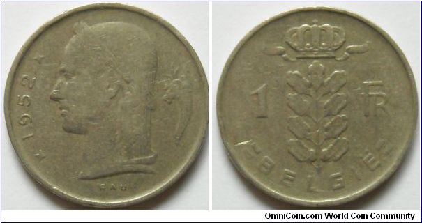 1 franc.
1952, Belgie