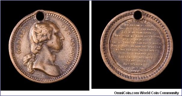 George Wahington / Lord's Prayer medal struck by George Soley for the Columbian Exposition.