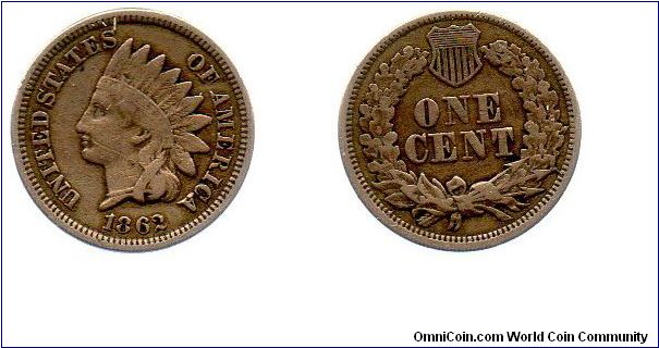 1862 Indian head cent