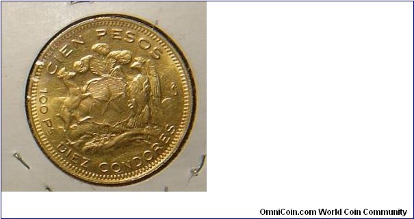 1954 CHILE 100 PESOS
900 FINE GOLD