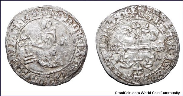 RHODES~AR Gigliato (Type 1) 1376-1396 AD. Under Grandmaster: Juan Fernandez de Heredia~ Knights of St. John~ Overstruck on coin issued by previous grandmaster Robert d'Anjou. *RARE*