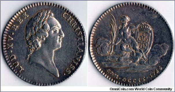 silver jeton issued for the Languedoc estates under Louis XV.