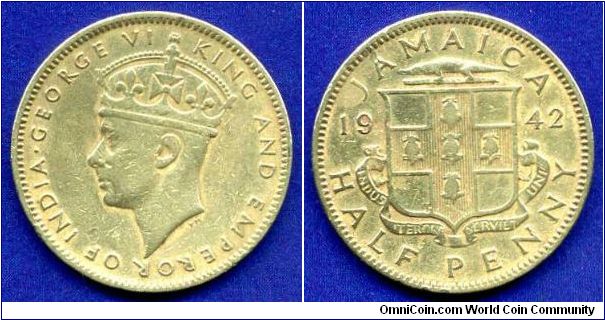 Half penny.
George VI (1936-1952) King & Emperor of India.
Mintage 960,000 units.


Br.