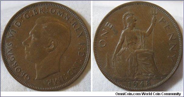 1948 penny, average circulated