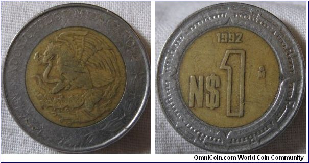 1 peso 1992, seen much circulation