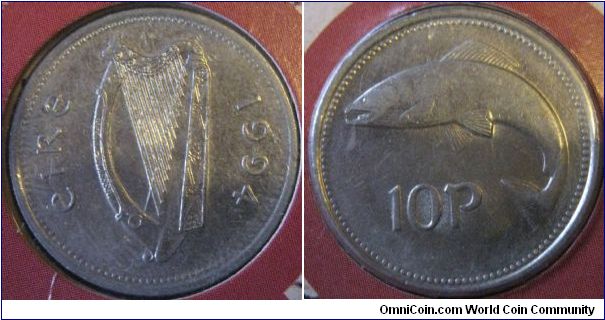 EF 10P piece in a random circulation coins set